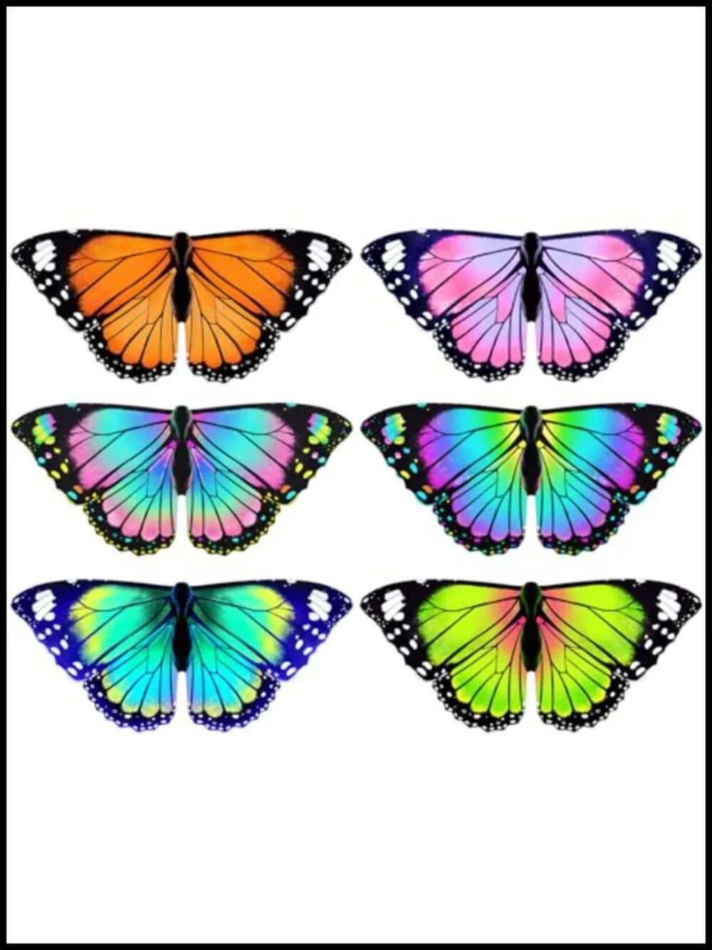 6 Pack Kids Butterfly Wings Costume Fairy Dress Up Pretend Play Lightweight
